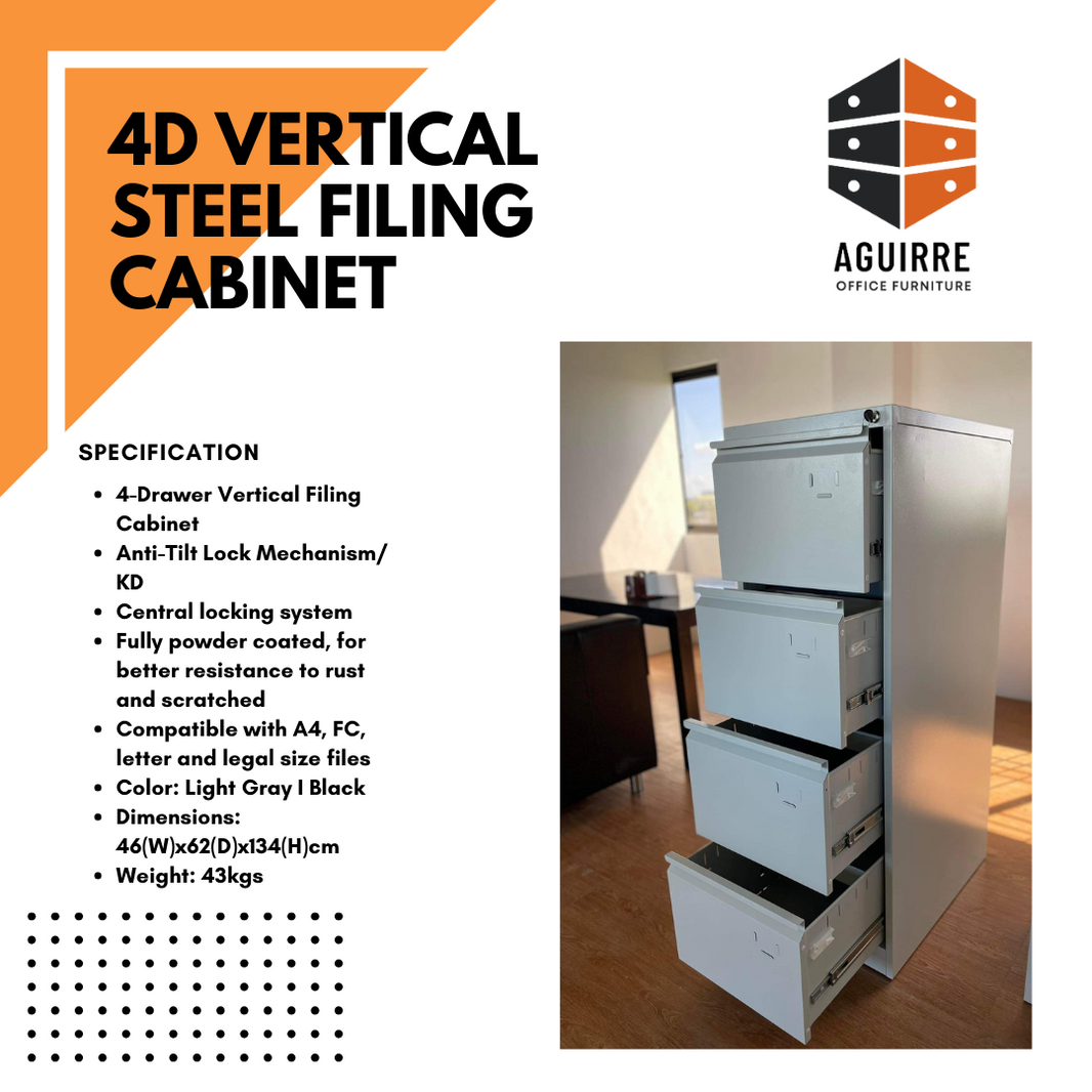 4D VERTICAL STEEL FILING CABINET