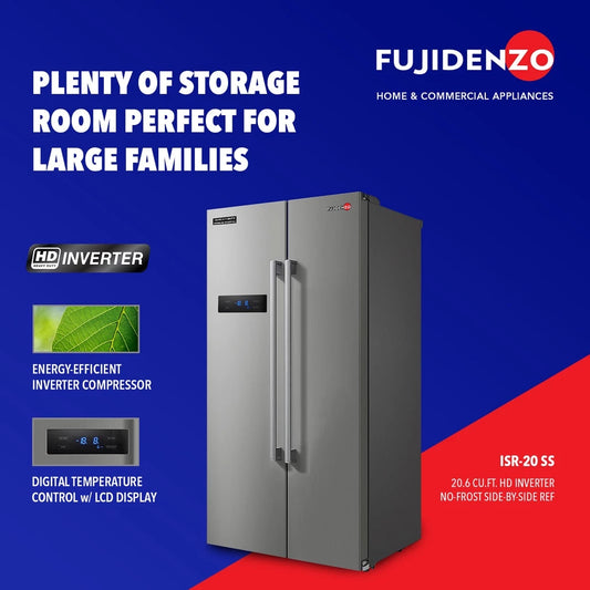 Fujidenzo 20 cu. ft. HD Inverter Side by Side Refrigerator ISR-20 SS (Stainless Steel)