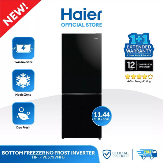 Haier HRF-IVB379VNFB 11.44 cu.ft./324L Refrigerator with Magic Cooling No Frost Bottom Freezer Twin